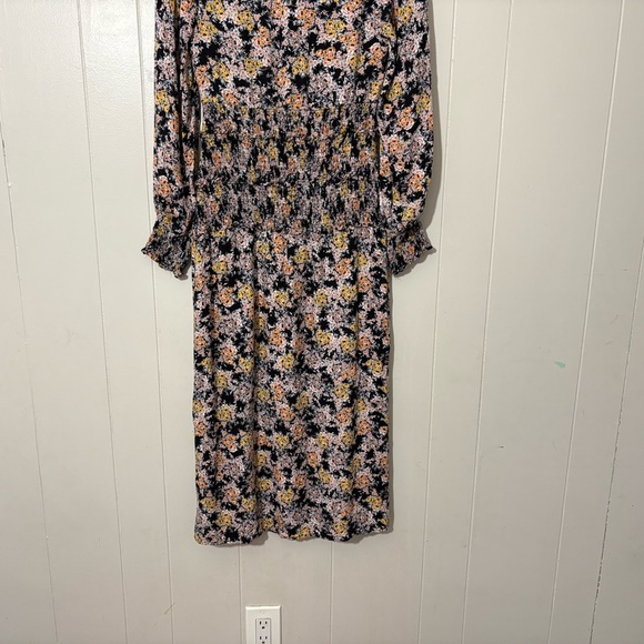 AFRM Hazel Women's Floral Smocked Gold Bouquet V Neck Midi Romantic Dress Size M - Picture 12 of 14